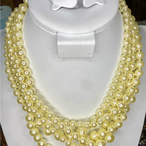 J. Crew Multi-strand Off White Faux Pearl Necklace bundle Brown Faceted Beaded - Picture 10 of 17